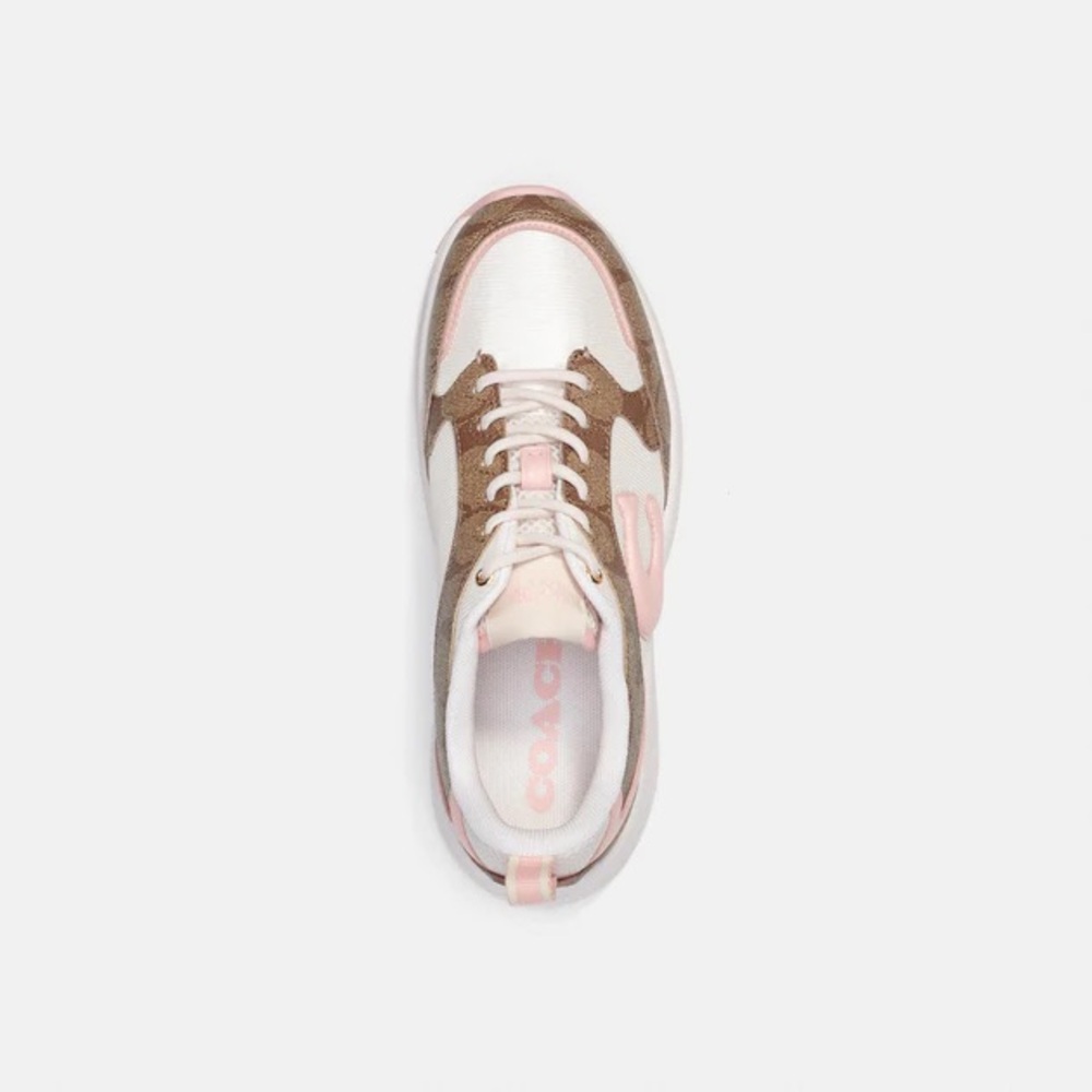 Coach C275 SIG TECH Runner Pink and Khaki Athletic Shoes - Picture 3 of 12